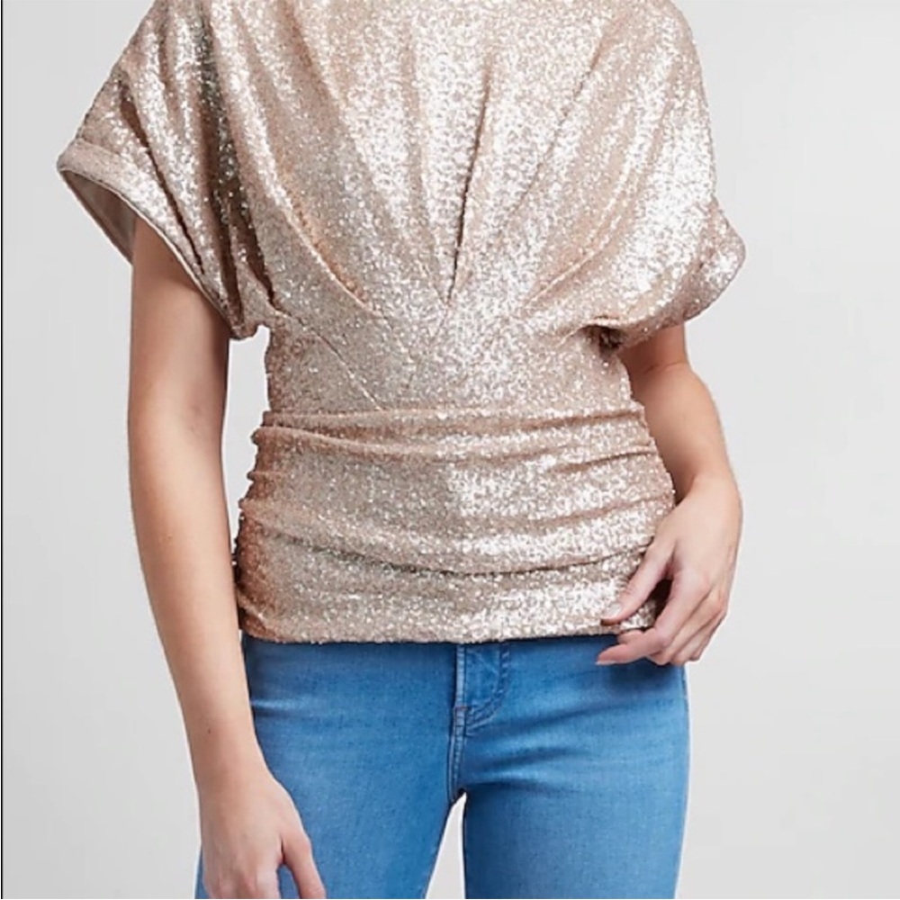 Express Gold Sequin Dolman Top Sz Small NWT